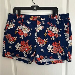 Old Navy Blue and Red  Shorts Vibrant Floral Design